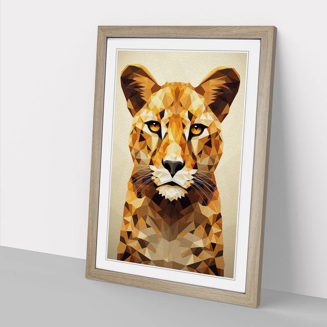 Cheetah Geometric - Single Picture Frame Art Prints on Wood Latitude Vive Size: 34cm H x 25cm W x 2cm D, Format: Oak on Productcaster.