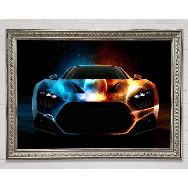 Space Car - Print Brayden Studio Size: 42cm H x 59.7cm W x 3cm D, Format: Silver Framed Paper on Productcaster.