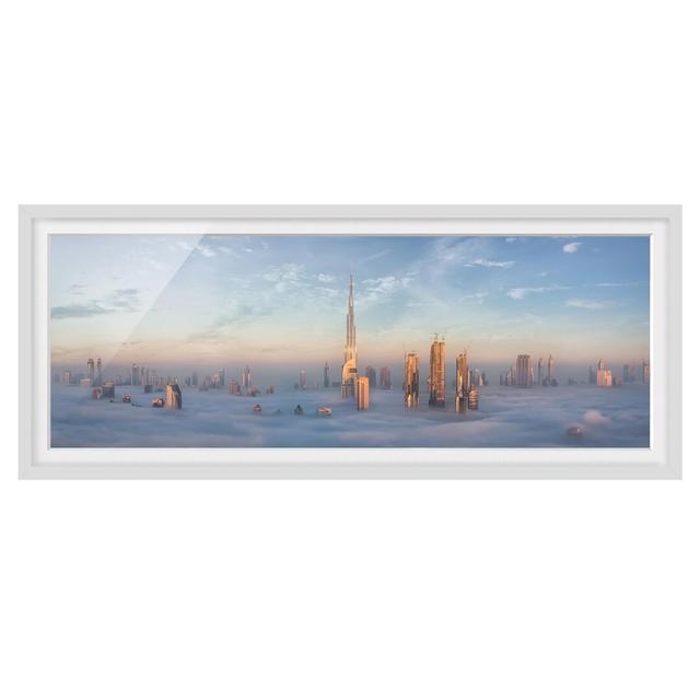 Dubai Above the Clouds - Picture Frame Graphic Art Ebern Designs Size: 50cm H x 130cm W x 2cm D, Frame Option: White Framed on Productcaster.