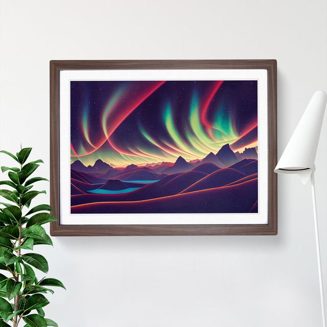 Alluring Northern Lights - Single Picture Frame Print Alpen Home Size: 46cm H x 64cm W x 2cm D, Frame Colour: Walnut on Productcaster.