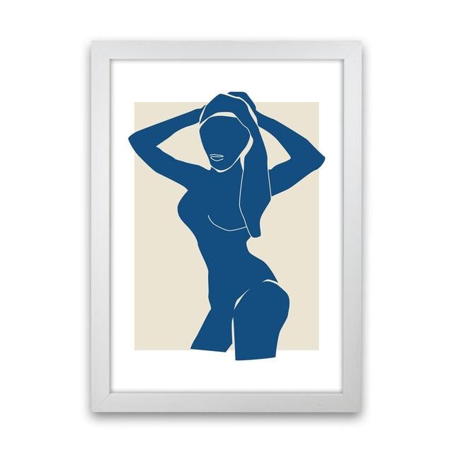 Matisse Hands To Head Blue by Planeta444 - Print 17 Stories Size: 88cm H x 64cm W x 3cm D, Frame Option: White Framed on Productcaster.