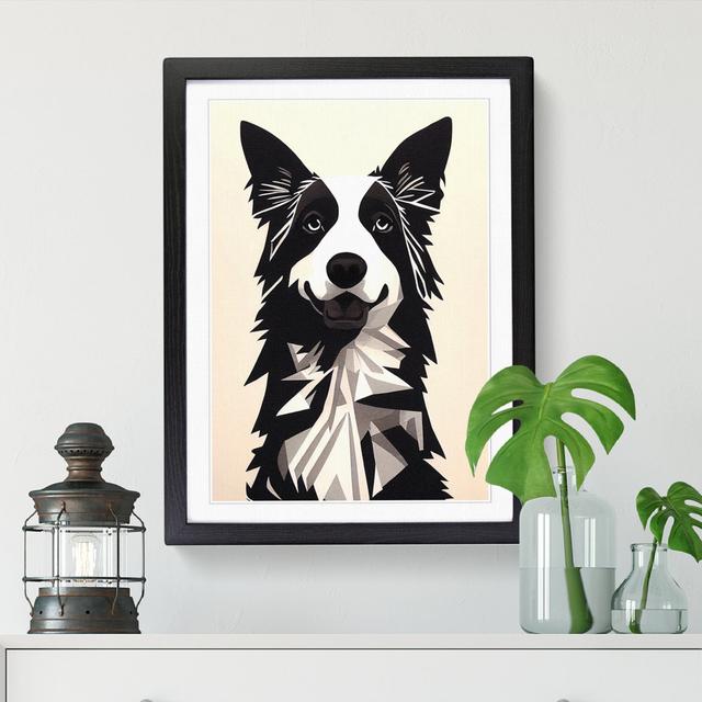 Border Collie Geometric - Single Picture Frame Graphic Art Marlow Home Co. Format: Black Framed, Size: 34cm H x 25cm W x 2cm D on Productcaster.