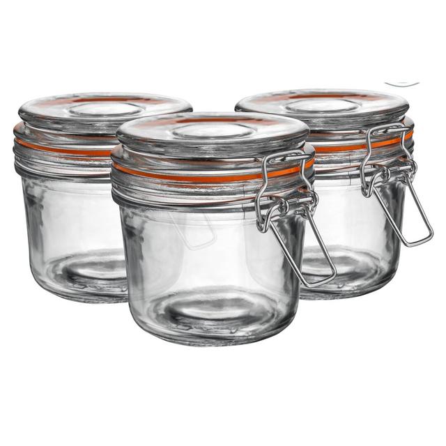 Argon Tableware - Glass Storage Jars - 350ml (Set of 3) Argon Tableware Colour: Clear/Orange on Productcaster.