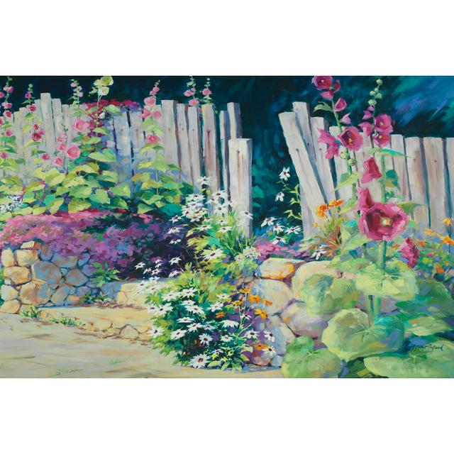 Hollyhock Garden by Julie G. Pollard - Wrapped Canvas Painting Rosalind Wheeler Size: 20cm H x 30cm W x 3.8cm D on Productcaster.