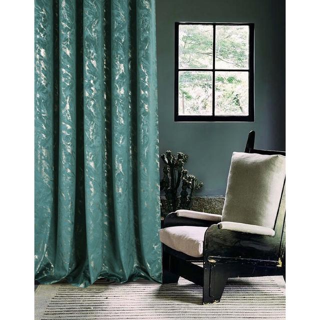 Foland Velour Room Darkening Grommet / Eyelet Curtain Pair (Set of 2) Ophelia & Co. Curtain Colour: Green, Panel Size: 229cm Width x 274cm Drop on Productcaster.