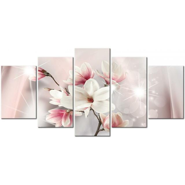 Dazzling Magnolias - 5 Piece No Frame Print on Canvas East Urban Home Size: 50 cm H x 100 cm W on Productcaster.