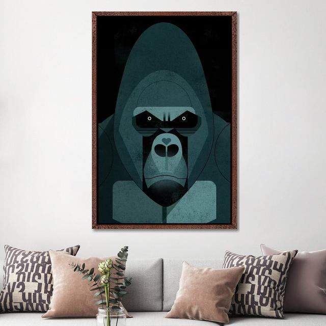 Gorilla by Dieter Braun - Print on Canvas World Menagerie Format: Classic Brown Wood Framed, Size: 152.4cm H x 101.6cm W x 3.81cm D on Productcaster.