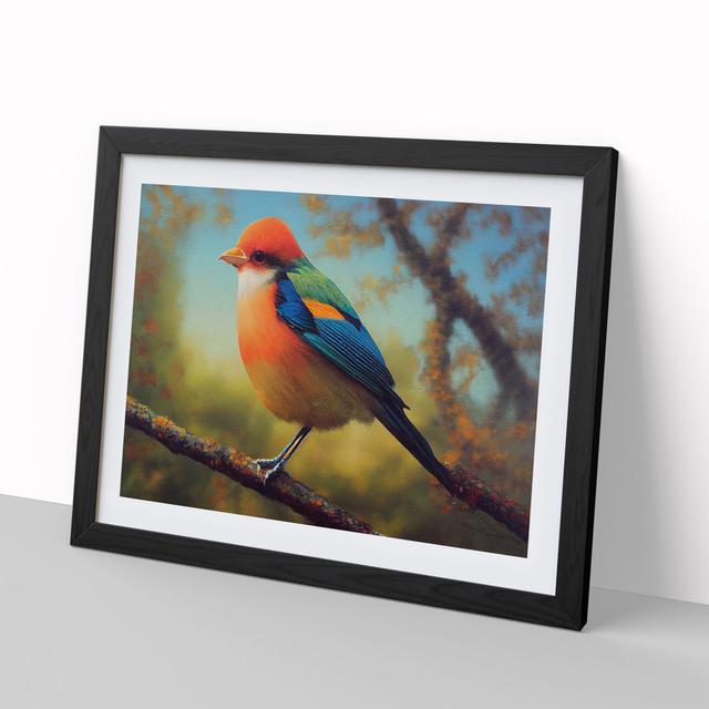 Harmonious Bird - Picture Frame Graphic Art 17 Stories Frame Colour: Black, Size: 46cm H x 64cm W x 2cm D on Productcaster.