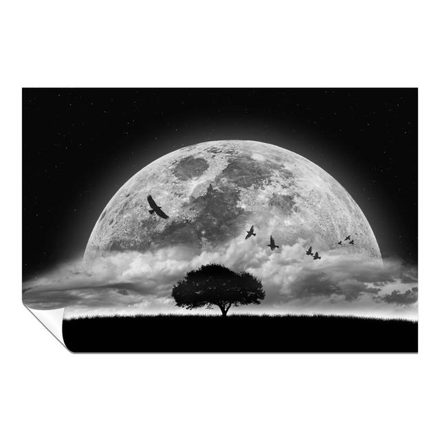 Panther Print Fine Art Prints Birds Flying Over Dark Night Moon Artistic Unframed Poster, Pictures For Home Walls, Bedroom, Living Room & Bathroom Dec on Productcaster.