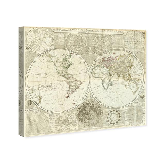 'Terraqueous Globe Map' Graphic Art on Canvas East Urban Home Size: 91.4cm H x 114.3cm W on Productcaster.