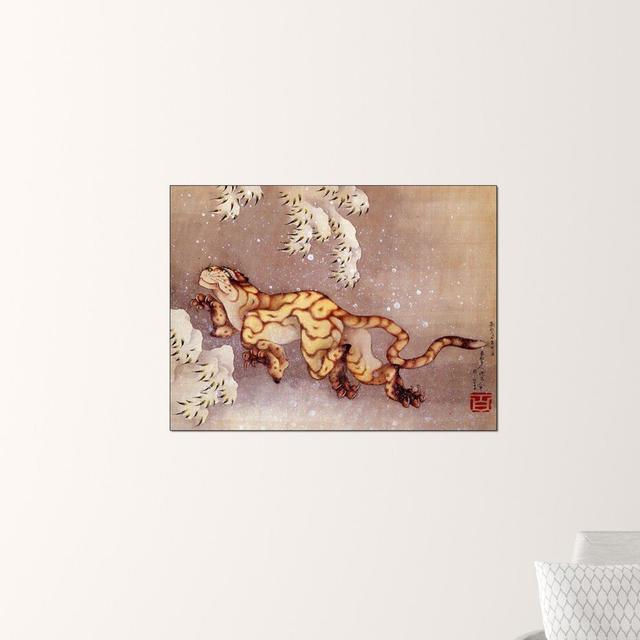 Tiger in the Snow - Picture Frame Painting Print on Wood East Urban Home Size: 60cm H x 80cm W x 1.8cm D on Productcaster.