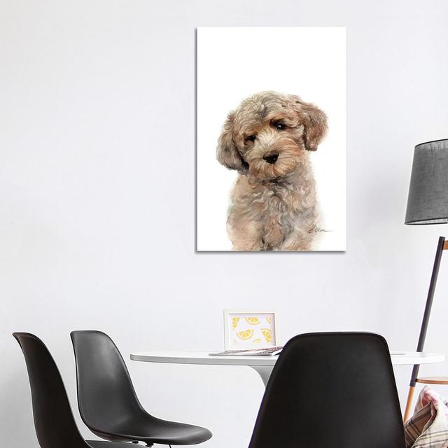 Brown Golden Doodle Puppy by Watercolor Luv - Wrapped Canvas Art Prints ClassicLiving Size: 101.6cm H x 66.04cm W x 1.91cm D on Productcaster.