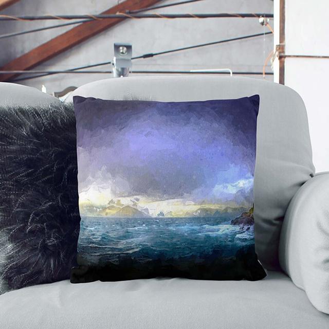 Faroe Island Ocean View in Abstract Cushion with Filling East Urban Home Backing Colour: Black, Size: 55cm H x 55cm W x 20cm D on Productcaster.