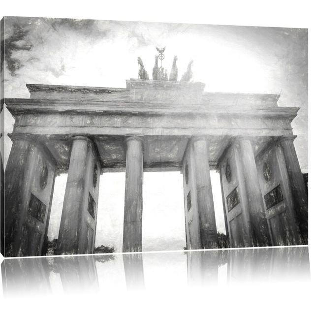 Leinwandbild Brandenburger Tor in Berlin in Schwarz/Weiß East Urban Home Größe: 60 cm H x 80 cm B on Productcaster.