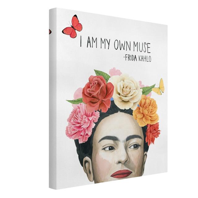 Frida'S Thoughts - Muse - Wrapped Canvas Art Prints Bloomsbury Market Format: 330g/m² recycled canvas, Frame Option: White, Size: 100cm H x 75cm W on Productcaster.