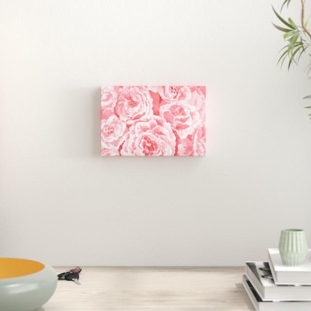 'Pink Floral Blooms' Acrylic Painting Print on Wrapped Canvas Latitude Run Size: 20cm H x 30cm W on Productcaster.