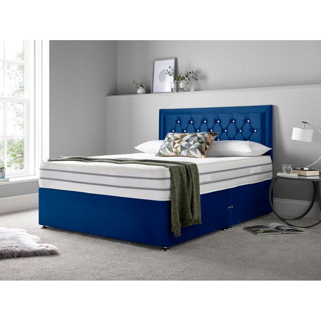 Muskingum Memory Foam Divan Bed Set Rosdorf Park Colour: Blue, Size: Double (4'6), Storage Type: 2 Foot-end Drawers on Productcaster.