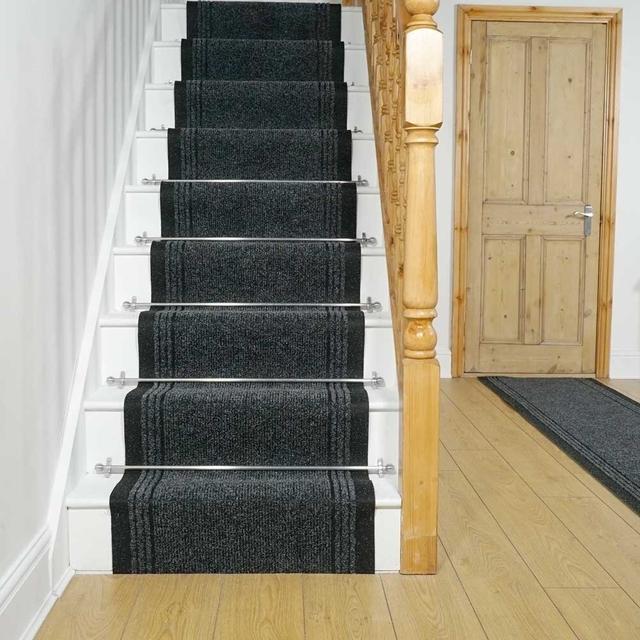 Abby Stair Looped Black Rug Ophelia & Co. Rug Size: Runner 80 x 690cm on Productcaster.