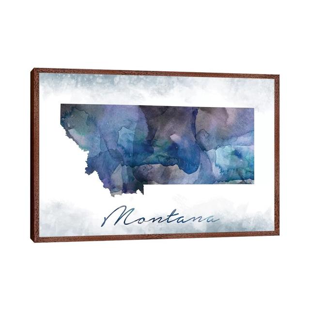 Montana State Bluish - Print on Canvas Ebern Designs Size: 45.72cm H x 66.04cm W x 3.81cm D, Format: Classic Brown Wood Framed on Productcaster.