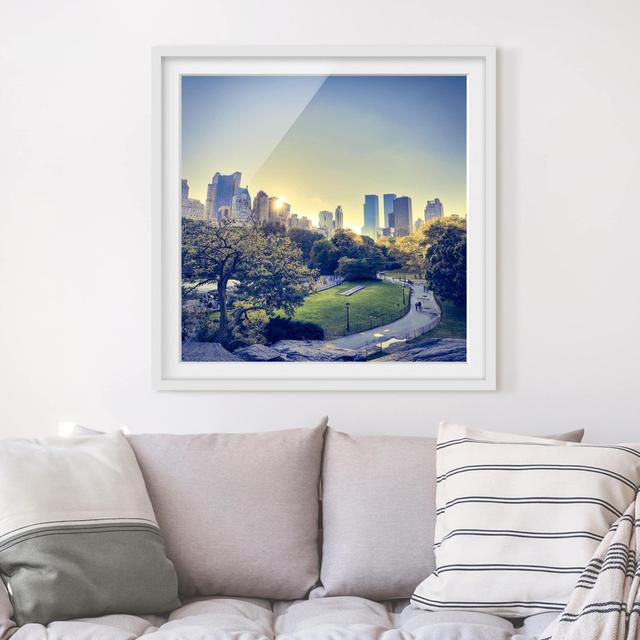 Peaceful Central Park - Picture Frame Photograph Print on Paper East Urban Home Frame Options: Matt white, Size: 70cm H x 70cm W on Productcaster.