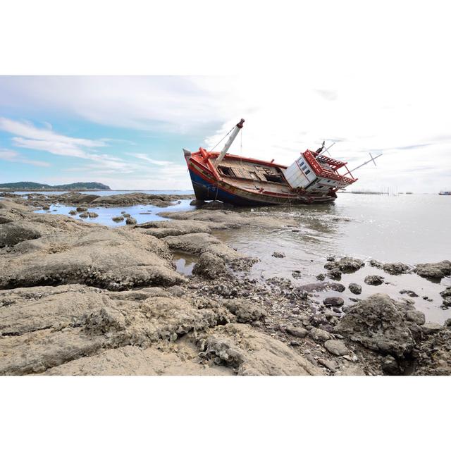 Boat Capsized - Wrapped Canvas Photograph Breakwater Bay Size: 81cm H x 122cm W x 3.8cm D on Productcaster.