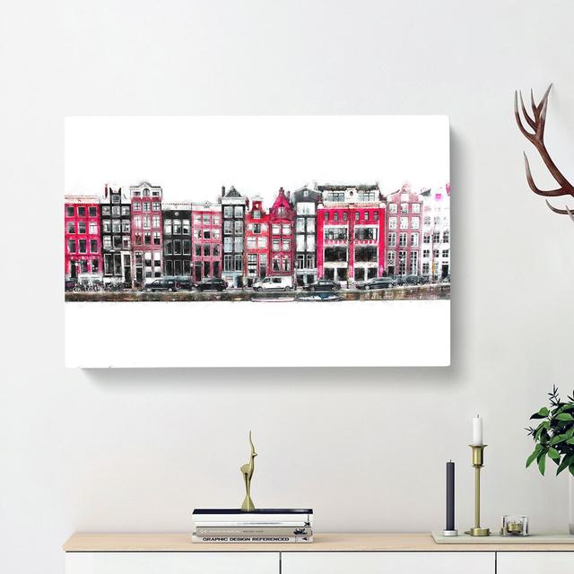 Wintertime in Amsterdam Netherlands - Wrapped Canvas Painting Print East Urban Home Size: 40cm H x 60cm W x 3cm D on Productcaster.