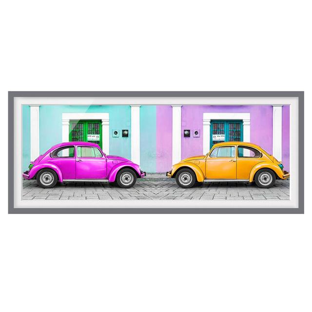 Coloured Beetles - Picture Frame Photograph Brayden Studio Frame Option: Grey Framed, Size: 20cm H x 50cm W x 2cm D on Productcaster.