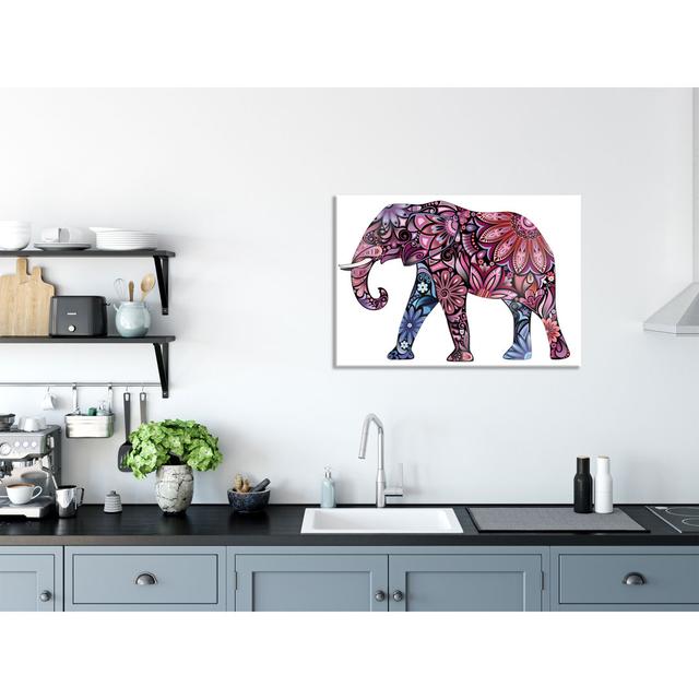 Glasbild Ornamental Elephant BohoLiving Größe: 60 cm H x 80 cm B x 0,4 cm T on Productcaster.