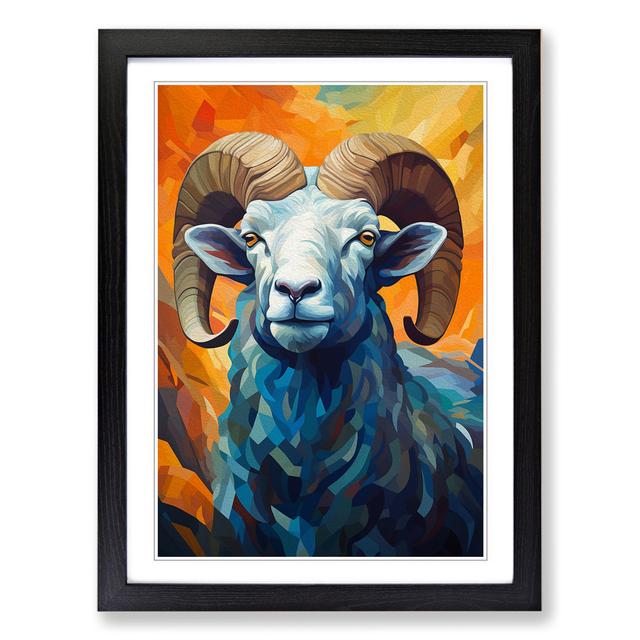 Ram Sheep Cubism Alpen Home Size: 34cm H x 25cm W x 2cm D, Frame Colour: Black on Productcaster.