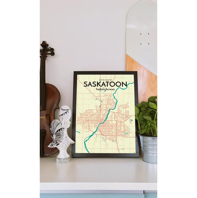 Saskatoon City Map - No Frame Print East Urban Home Size: 91cm H x 61cm W on Productcaster.