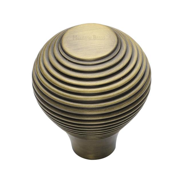 Round Knob Heritage Brass Finish: Antique Brass, Size: 3.2cm on Productcaster.