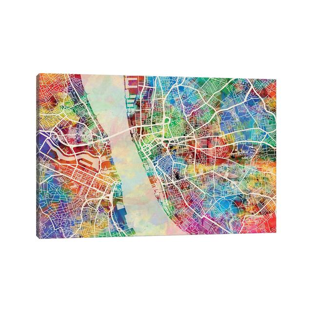 Los Angeles City Street Map II by Michael Tompsett - Wrapped Canvas Art Prints Borough Wharf Size: 30.48cm H x 45.72cm W x 1.91cm D on Productcaster.