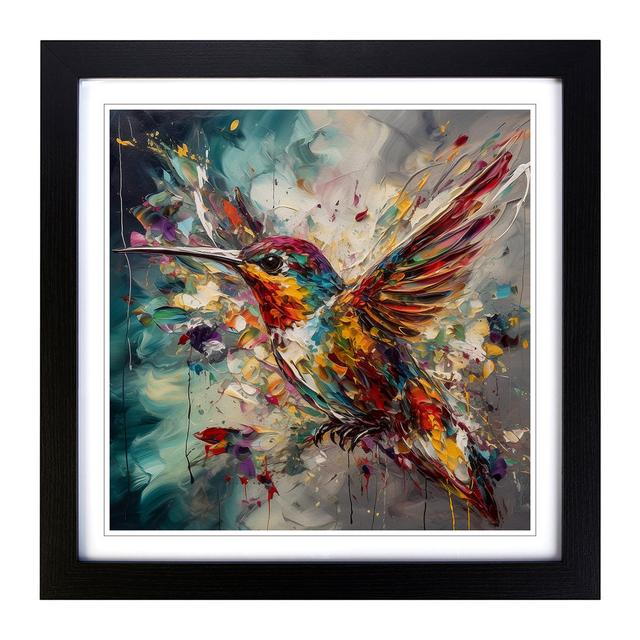 Hummingbird Expressionism - Single Picture Frame Print on Wood Marlow Home Co. Frame Colour: Black on Productcaster.