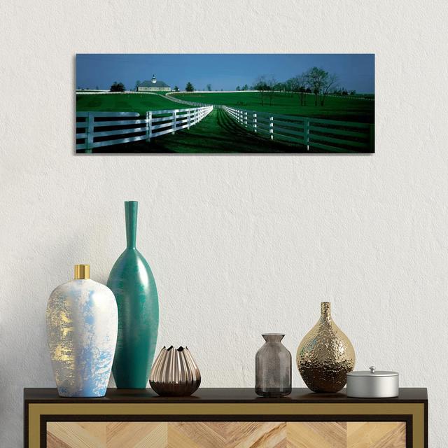 Outdoor Fields Of A Horse Farm, Lexington, Kentucky, USA - Wrapped Canvas Panoramic Print Brayden Studio Size: 30.48cm H x 91.44cm W x 3.81cm D on Productcaster.