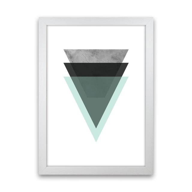 Geometric Mint And Black Triangles by Pixy Paper - Print Corrigan Studio Size: 59.4cm H x 42cm W x 3cm D, Format: White Framed on Productcaster.