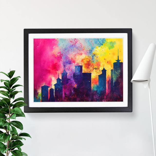 Bedazzled Watercolour Skyline Abstract - Single Picture Frame Painting Metro Lane Frame Colour: Black Frame, Size: 46cm H x 64cm W x 2cm D on Productcaster.