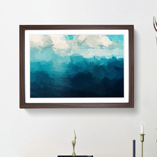 Boat out to Sea in Abstract - Picture Frame Painting Print East Urban Home Frame Option: Walnut Framed, Size: 27cm H x 36cm W x 2cm D on Productcaster.