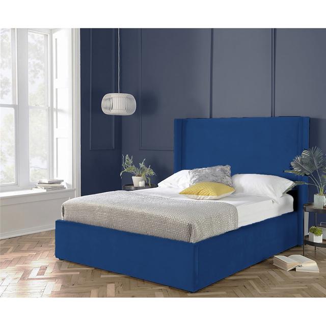 Kailua Upholstered Bed Frame Brayden Studio Size: Super King (6'), Colour: Blue on Productcaster.