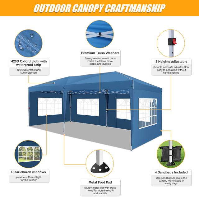 300 cm x 600 cm Pavillon aus Metall TOOLUCK Dachfarbe: Blau on Productcaster.