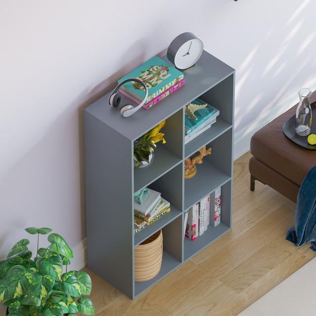 Oreland Bookcase Wade Logan Size: 96.5cm H x 64.5cm W x 29cm D, Colour: Grey on Productcaster.