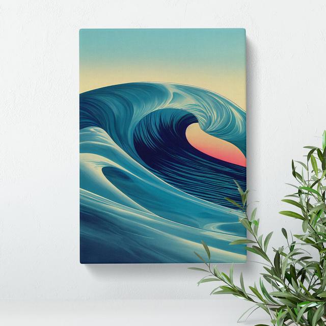 Sunset Ocean Wave No.1 - Wrapped Canvas Graphic Art House of Hampton Size: 60cm H x 35cm W x 3cm D on Productcaster.