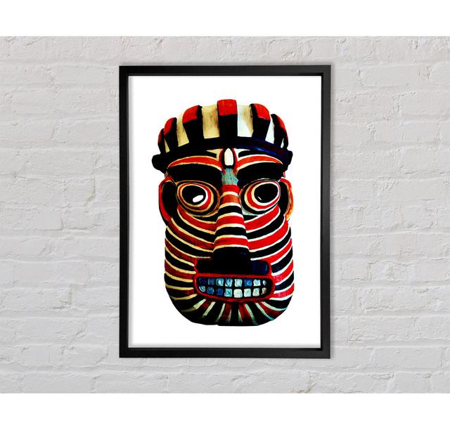 Tribal Mask Red Framed Print Bloomsbury Market Size: 59.7cm H x 84.1cm W on Productcaster.