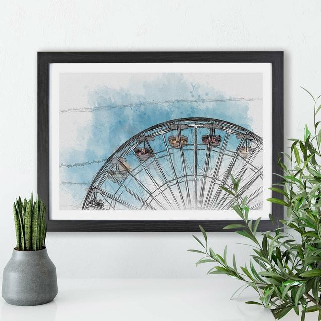 Santa Monica Pier Ferris Wheel - Single Picture Frame Print East Urban Home Frame Option: Black, Size: 33cm H x 45cm W x 2cm D on Productcaster.