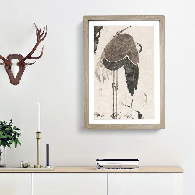 Crane by Ito Jakuchu - Picture Frame Painting Print East Urban Home Size: 65cm H x 48cm W x 2cm D, Frame Option: Oak Framed on Productcaster.