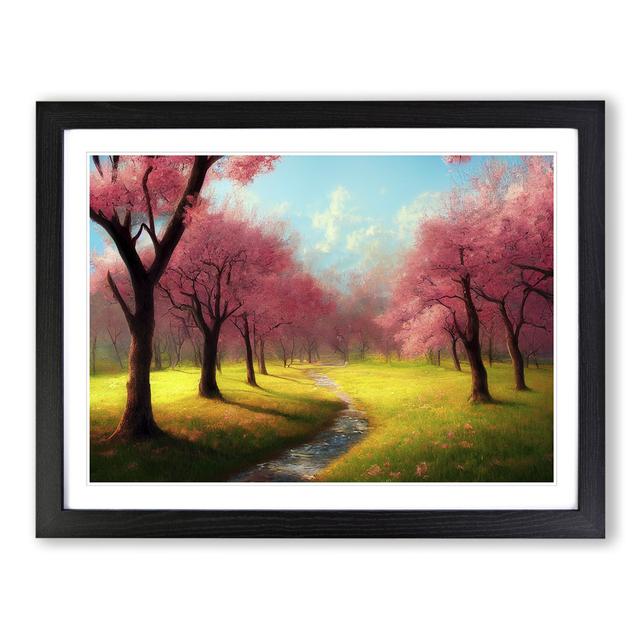 XH1022-9675X Virtuous Spring Forest - Single Picture Frame Print Marlow Home Co. Size: 34cm H x 46cm W, Frame Colour: Black on Productcaster.