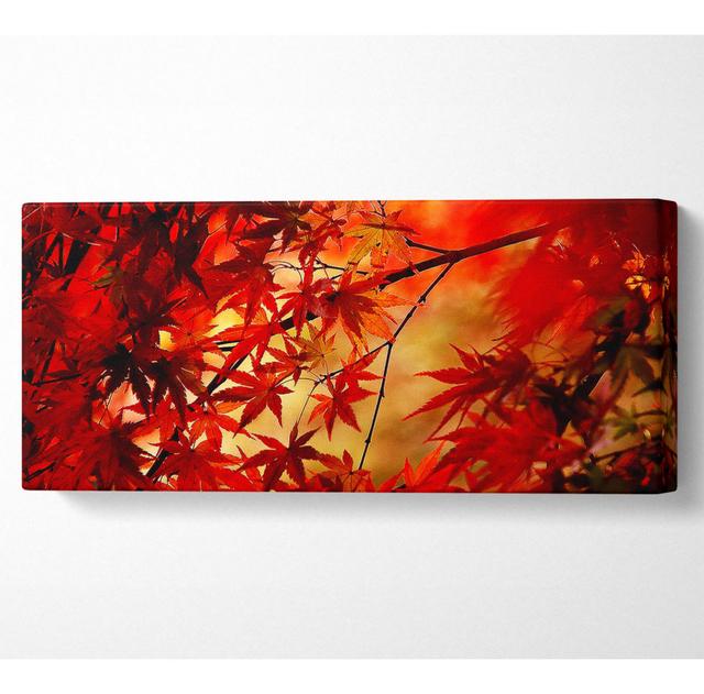 Red Leaves In Winter - Wrapped Canvas Panoramic Art Prints Ebern Designs Size: 81.3cm H x 183cm W 10cm D on Productcaster.