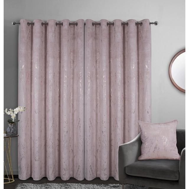 Marble Splash Effect Eyelet Blackout Thermal Curtains (Set of 2) Canora Grey Panel Size: Width 117 x Drop 137cm, Colour: Blush on Productcaster.