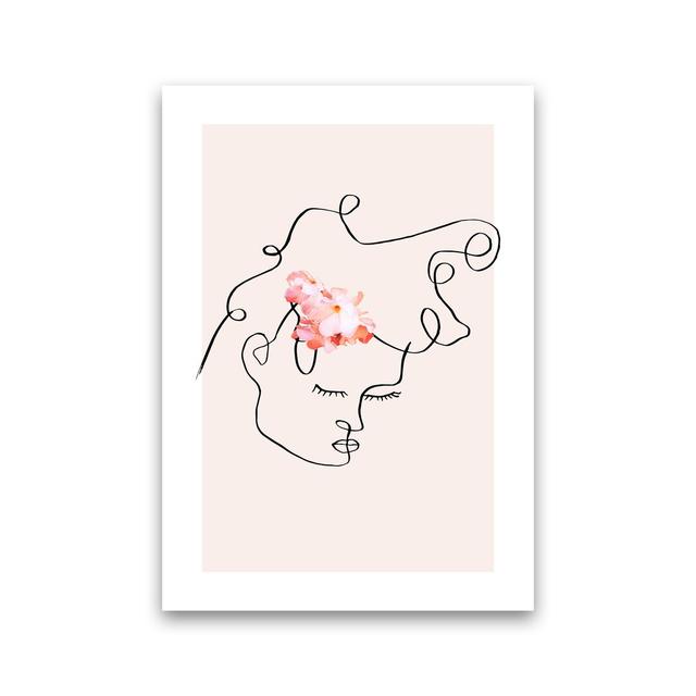 Semiprofile Messy Hair Blush Flower by Planeta444 - Graphic Art Print on Paper 17 Stories Frame Option: No Framed, Size: 29.7cm H x 21cm W x 4cm D on Productcaster.