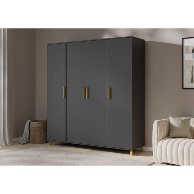 Der Schwebetürenschrank SHINJO ist im skandinavischen Stil gehalten und wird in Deutschland hergestellt. Rauch Farbe: Graumetallic, Größe: 203 cm H x on Productcaster.