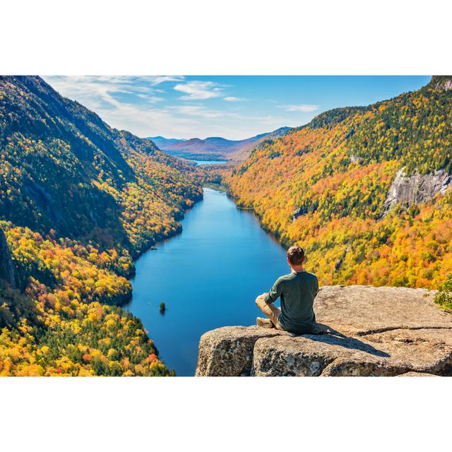 Man Relaxing In Adirondack Mountains by Benedek - No Frame Print on Canvas Alpen Home Size: 61cm H x 91cm W on Productcaster.